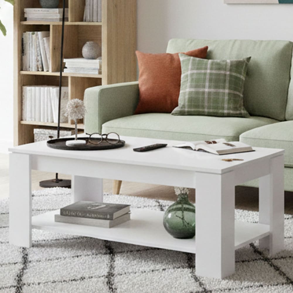Dmora tavolino da salotto 43x102x50h cm bianco opaco un vano