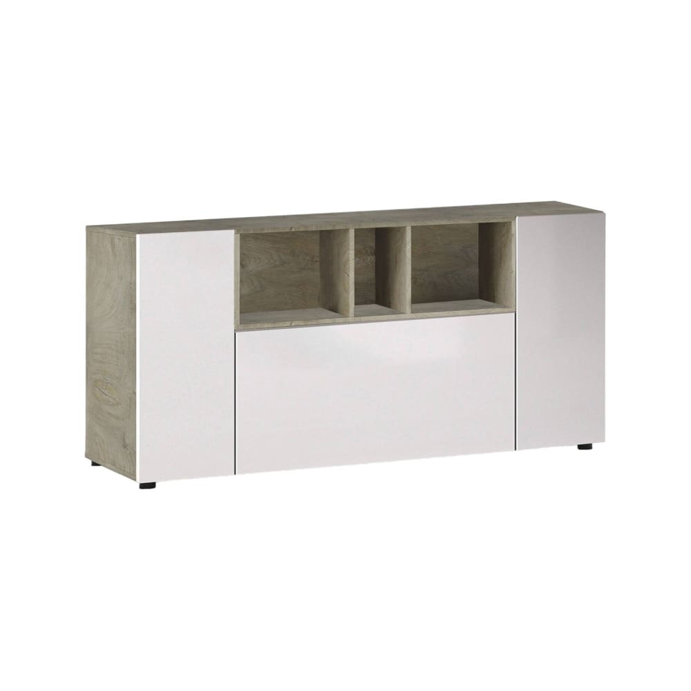 Buffet effet bois beige, blanc 150x41 cm