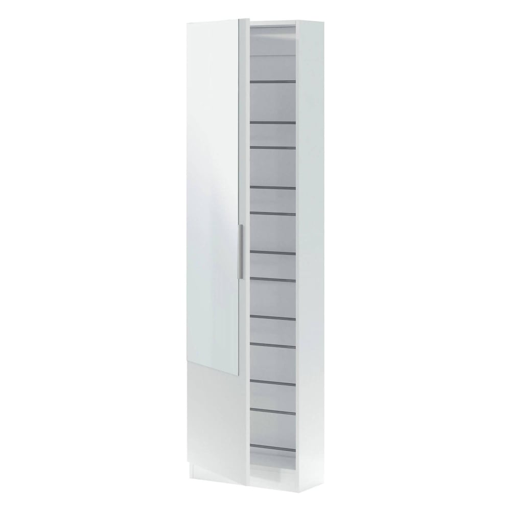 Dmora scarpiera 22x50x180h cm bianco 16 paia un'anta - Modello Contemporaneo - Bianco - LEGNO