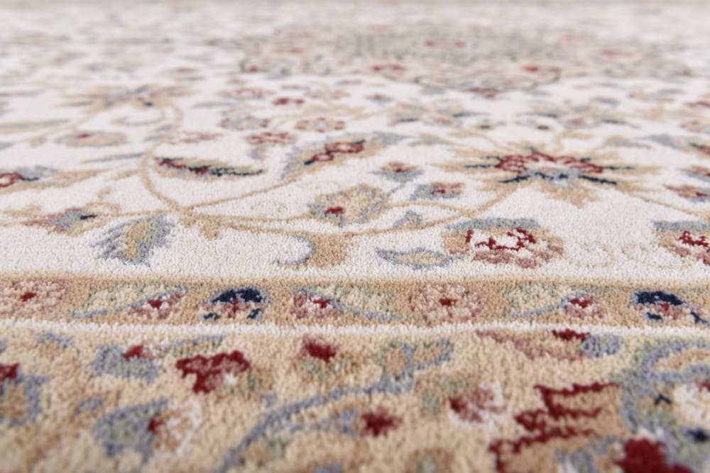 Tapis d'orient floral, tissé, laine naturelle beige 060x120 cm — vue 3