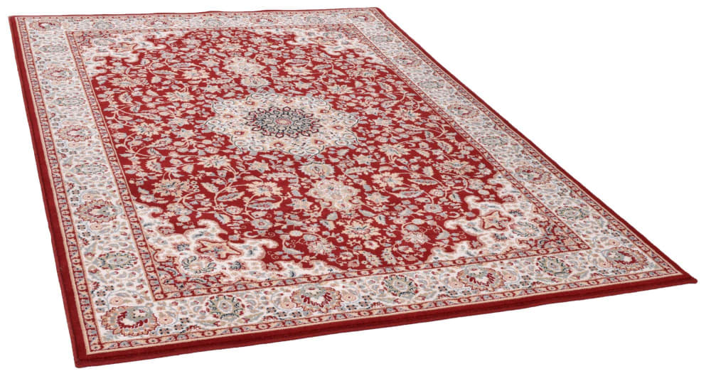Tapis d'orient floral, tissé, laine naturelle rouge 060x120 cm — vue 4