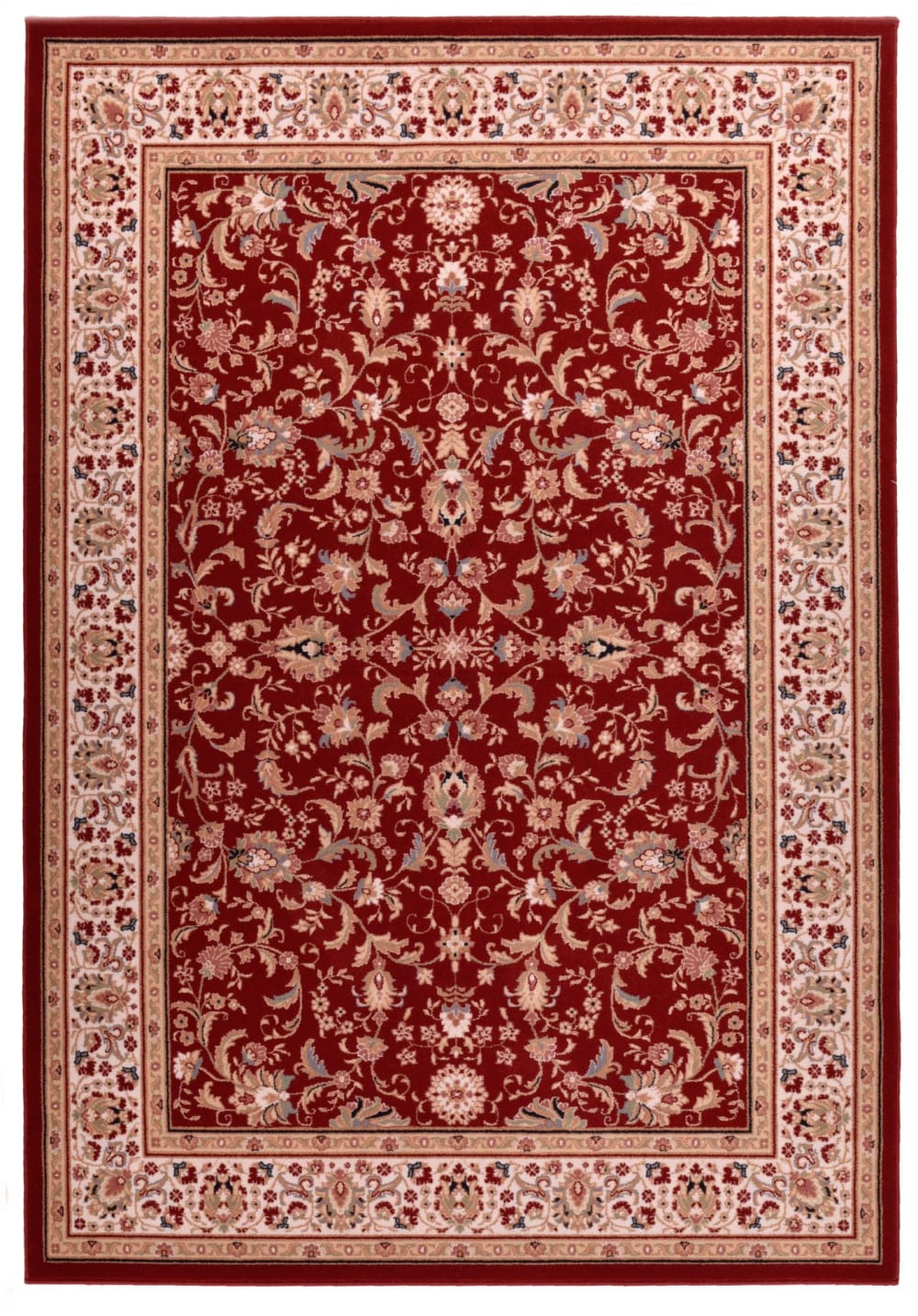 Tapis d'orient floral, tissé, laine naturelle rouge 060x120 cm