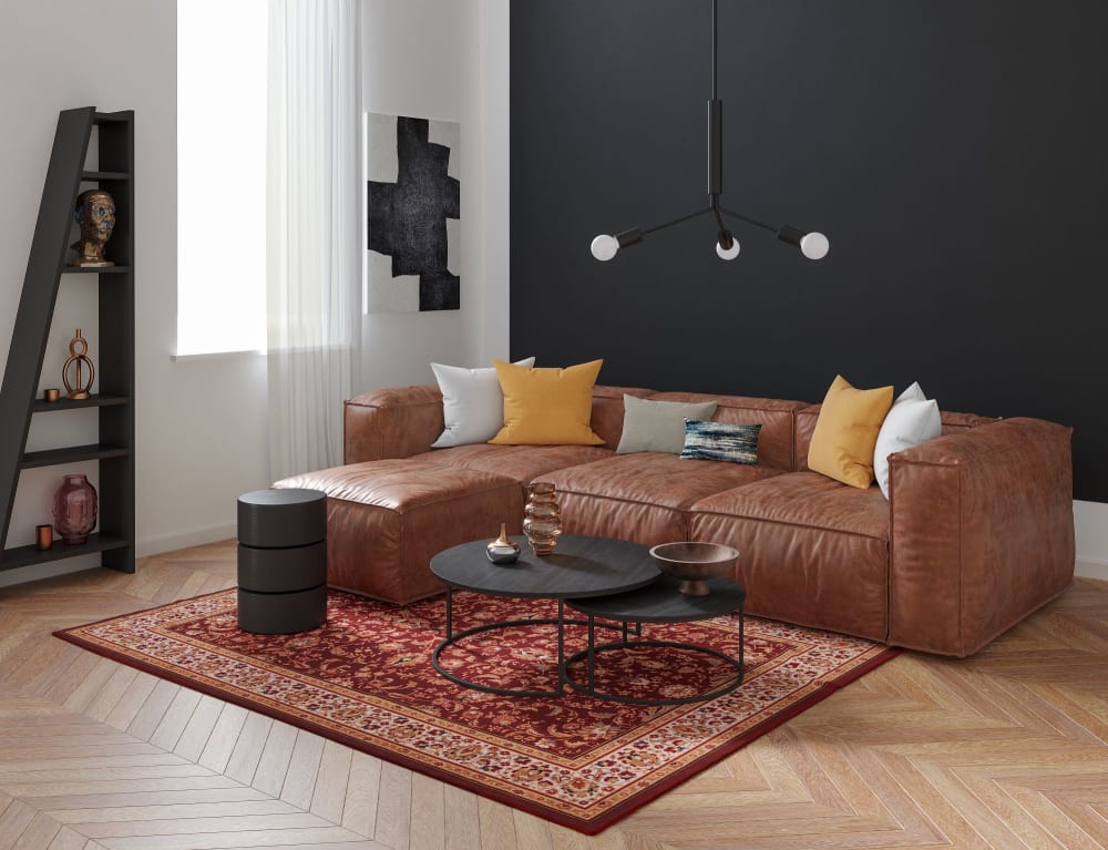 Tapis d'orient floral, tissé, laine naturelle rouge 060x120 cm