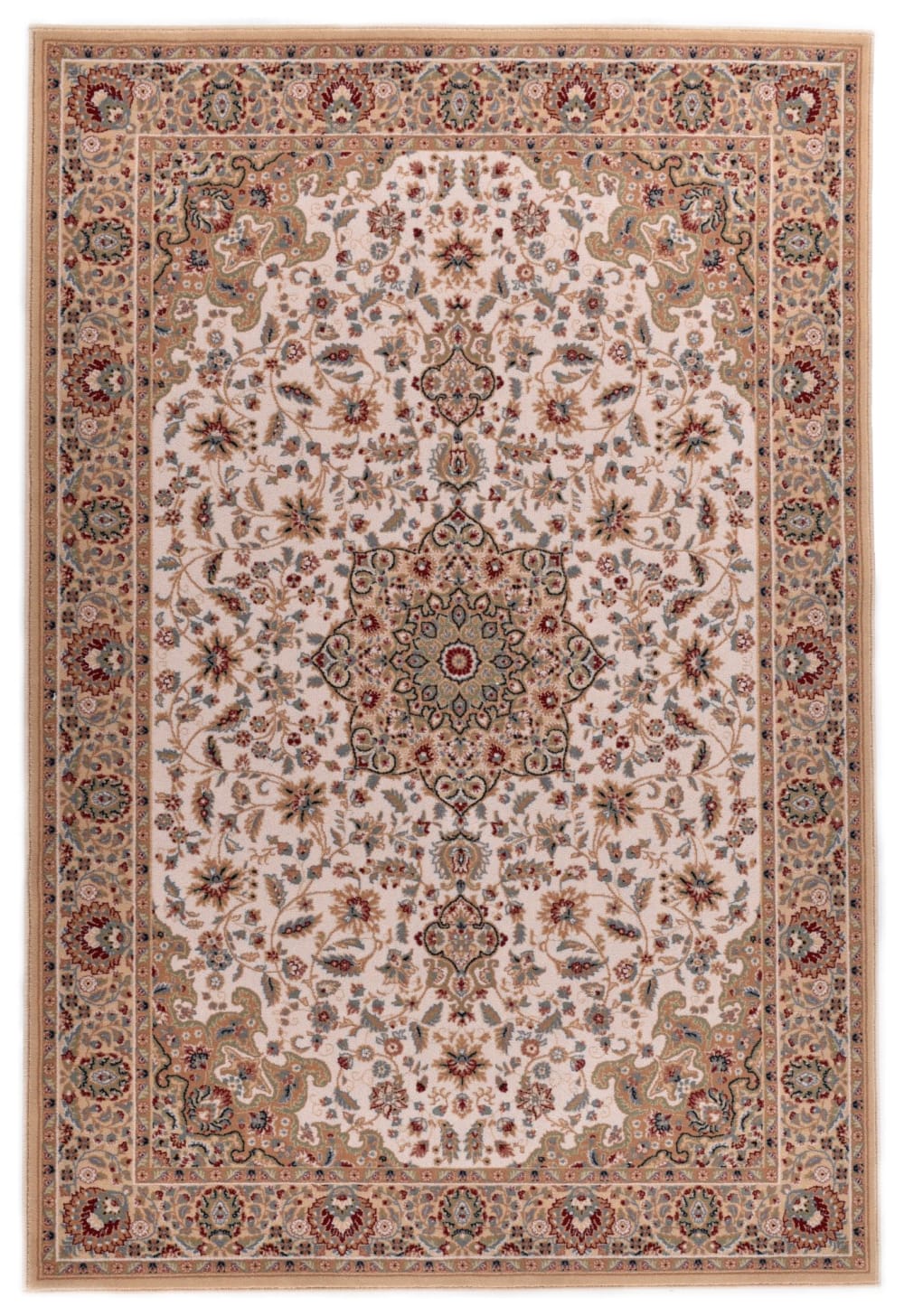 THEKO Tapis d'orient floral, tissé, laine naturelle beige 200x300 cm style inspirations d'ailleurs Certifié Oeko-Tex