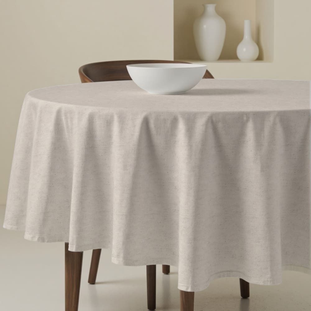 Muare Home Runde fleckabweisende Tischdecke 100% Bio-Baumwolle beige 100 cm style modern - Baumwolle