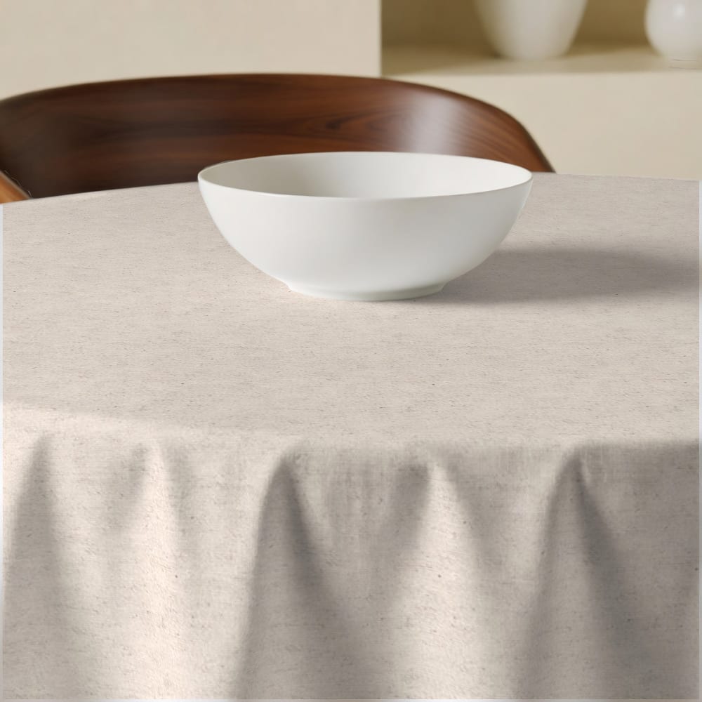 Runde fleckabweisende Tischdecke 100% Bio-Baumwolle beige 190 cm