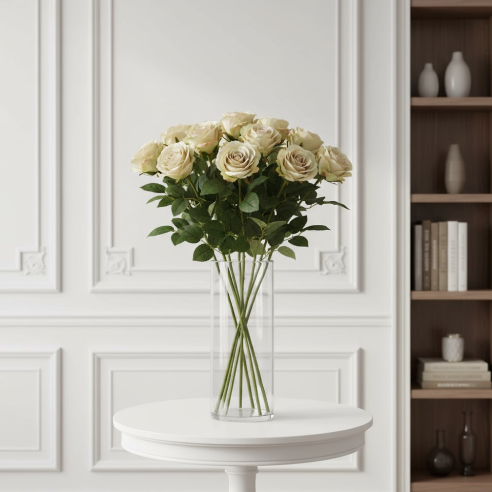 Stelo di rosa artificiale crema h53 - Sia Deco