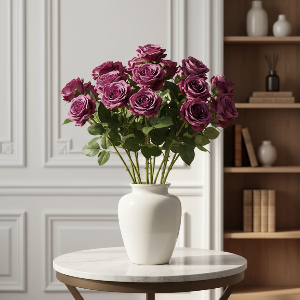 Stelo di rosa fucsia artificiale h53 - Sia Deco