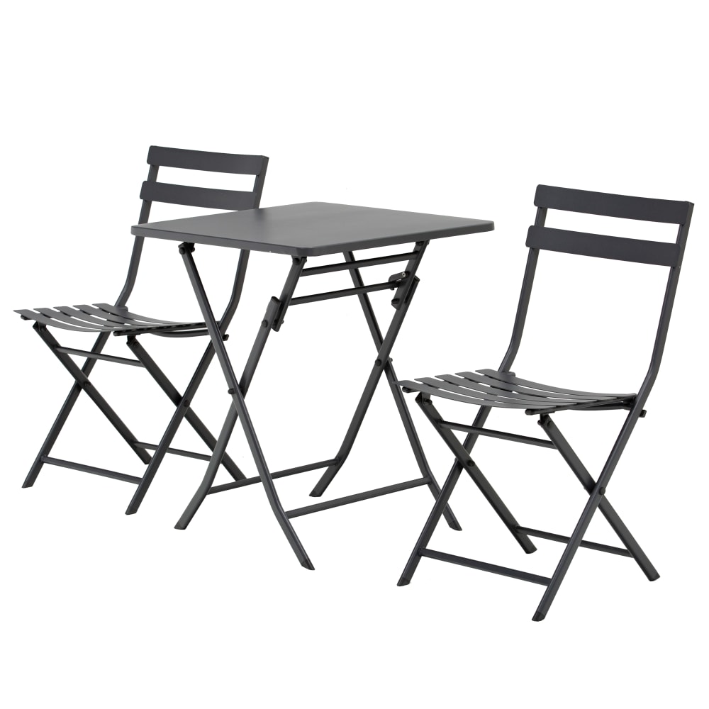 Salon de jardin bistro pliable 2 places métal thermolaqué gris