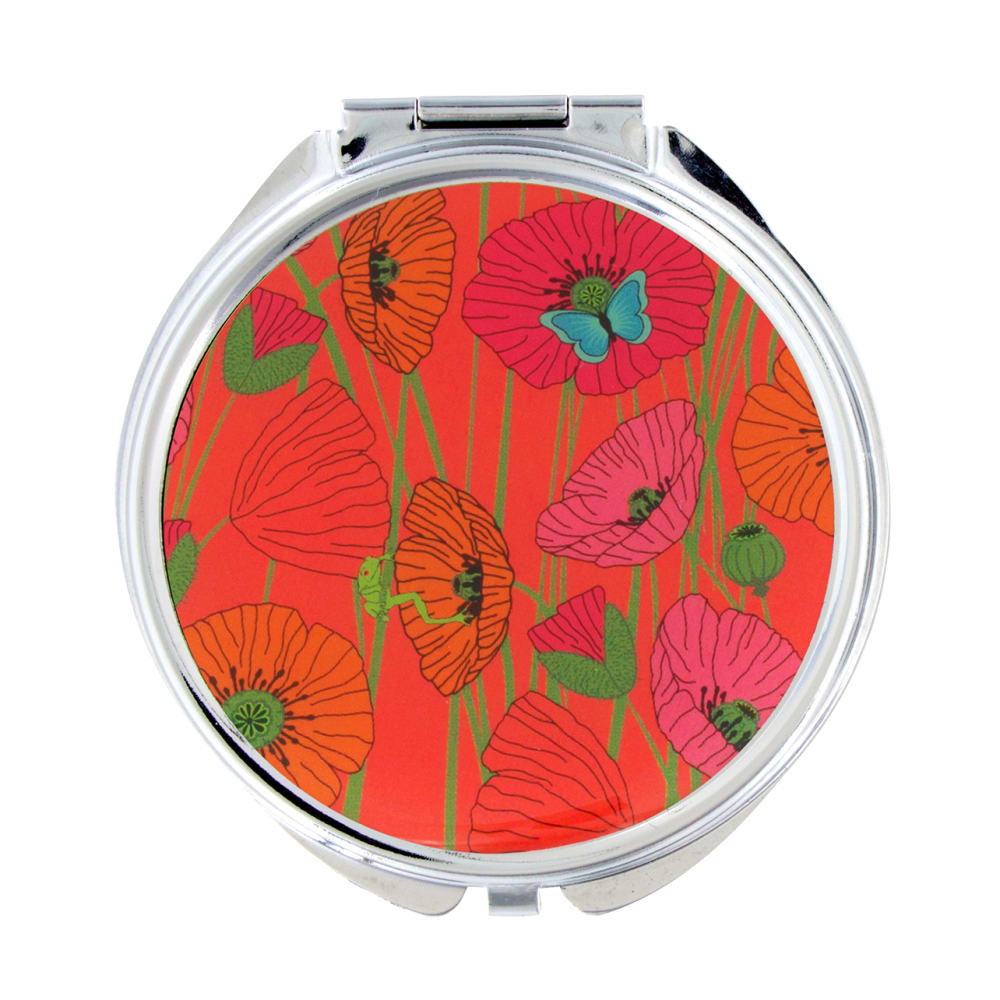 Miroir de poche  rouge acier inoxydable 6 x 6 x 0 cm