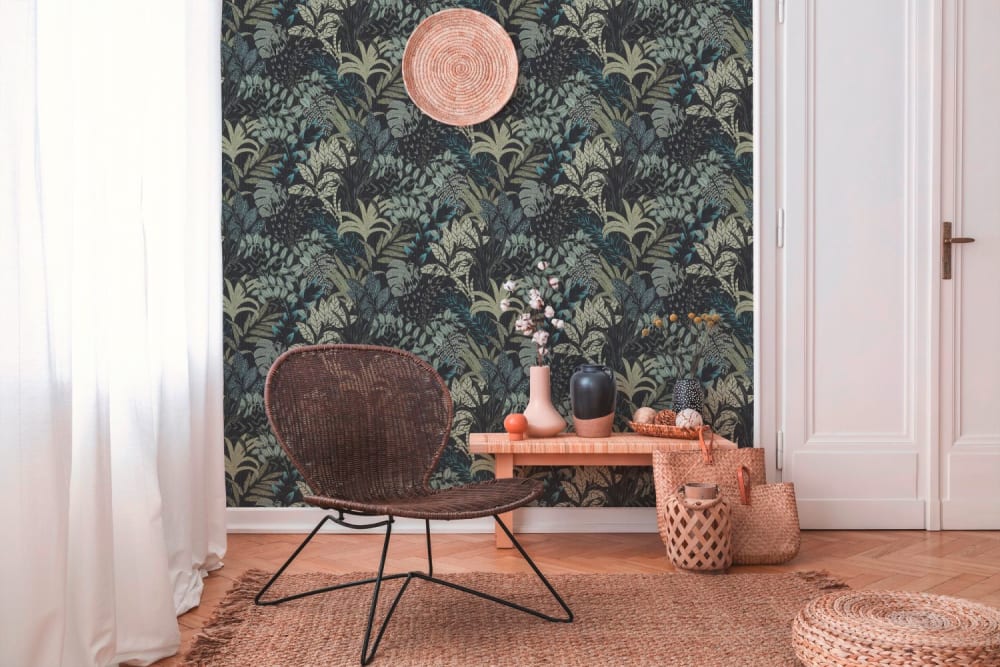 Papier peint en mur végétal papier bleu x — vue 4