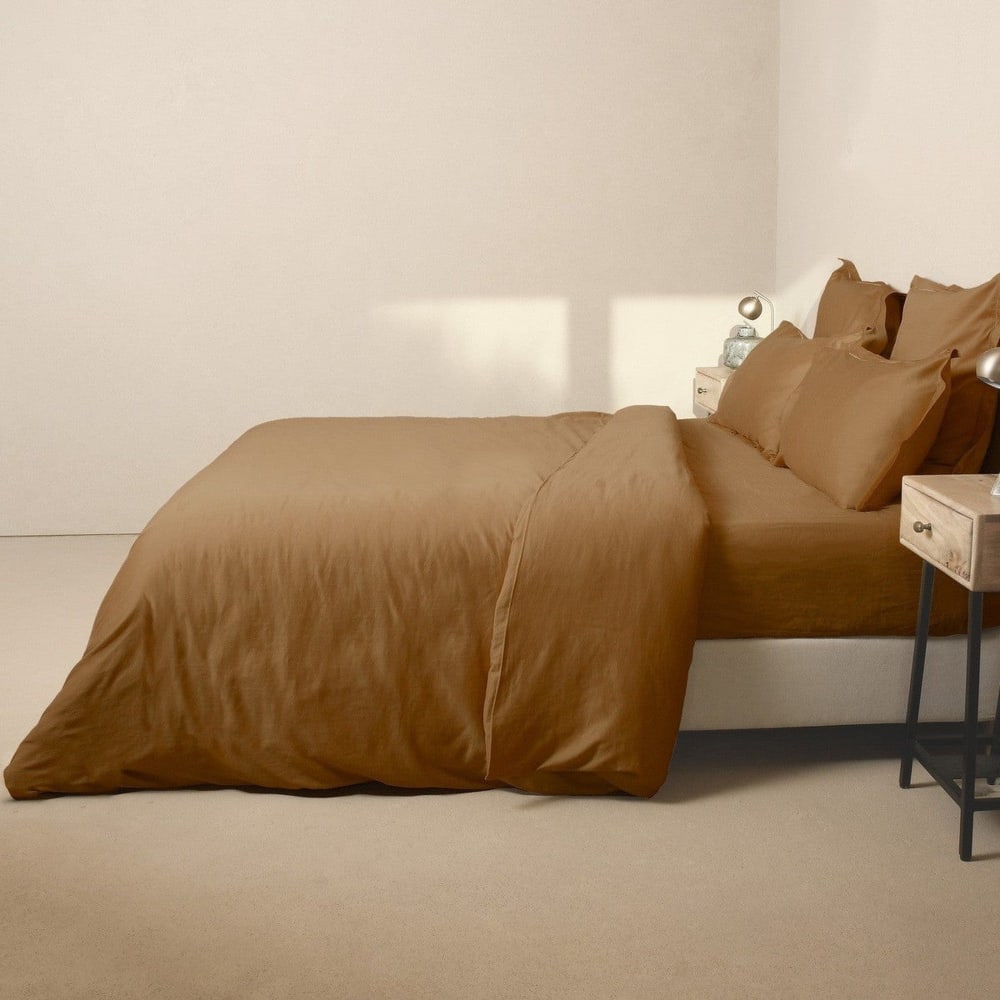 Housse de couette satin de coton caramel 200x200 — vue 4