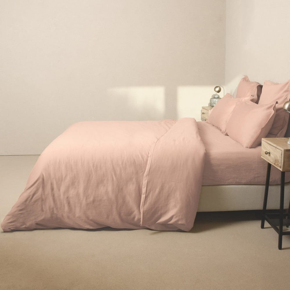 Housse de couette satin de coton rose 260x240 — vue 4