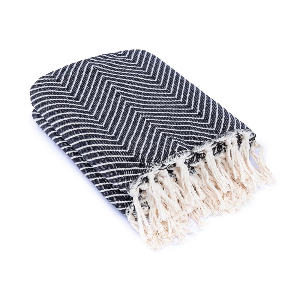 Plaid coton noir 130x170