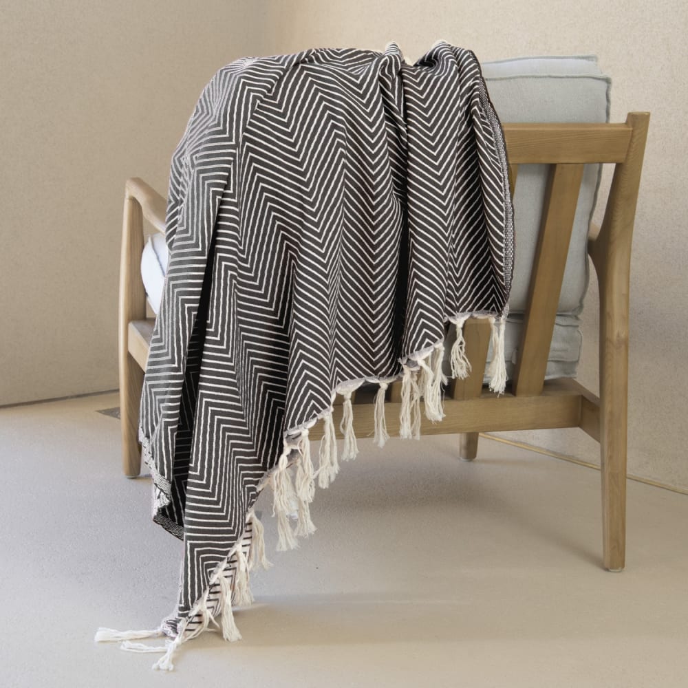 Plaid aus Baumwolle schwarz - Maisons Du Monde