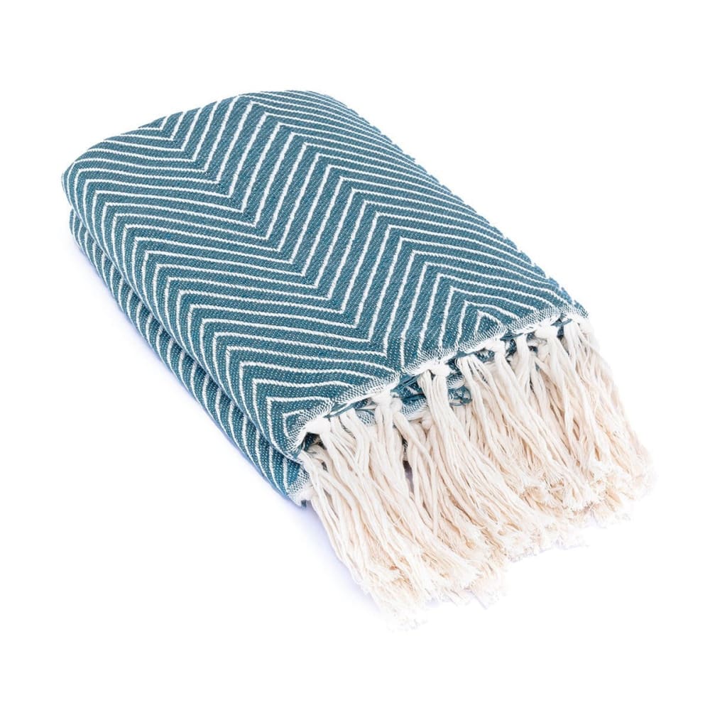 Plaid coton bleu pétrole 130x170