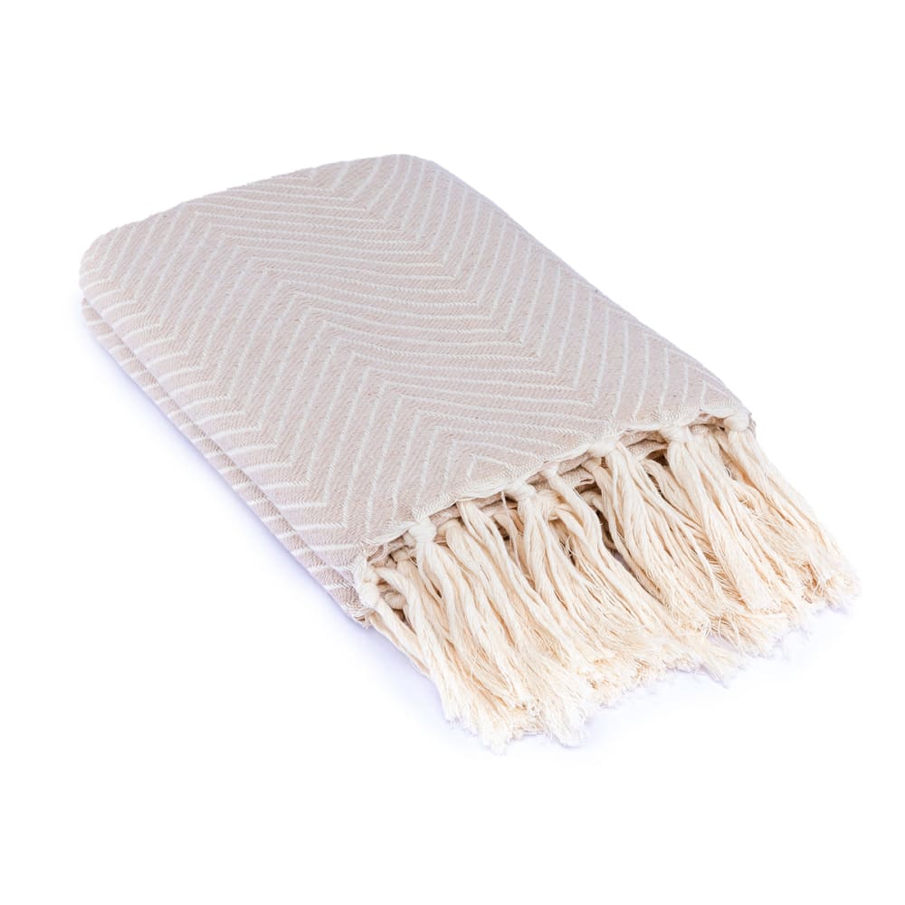 Plaid coton taupe clair 130x170