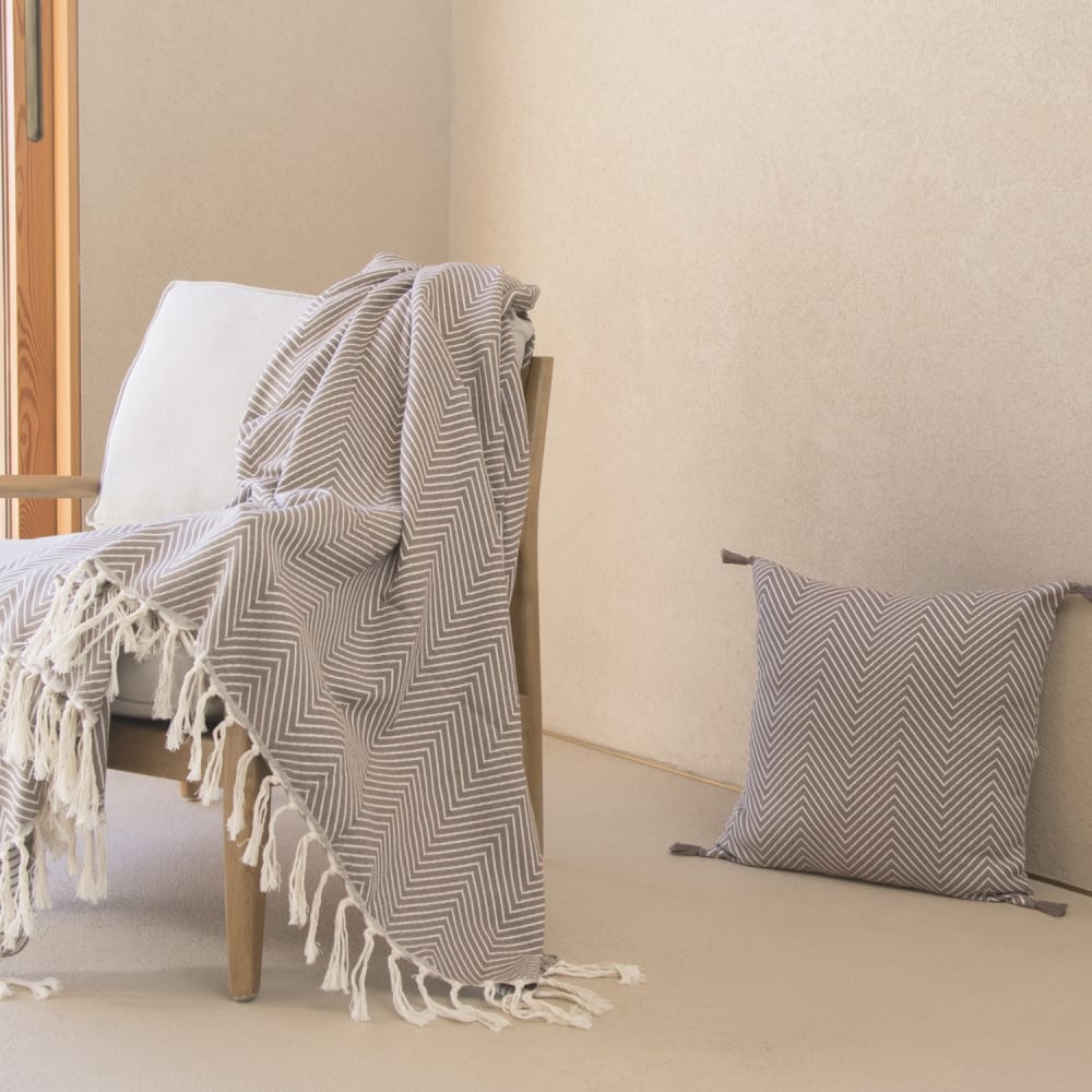 Plaid aus Baumwolle taupe - Maisons Du Monde
