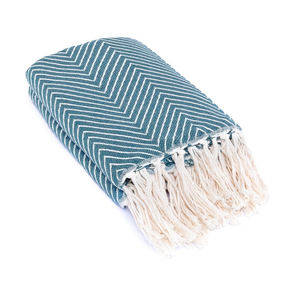 Plaid coton bleu pétrole 160x250