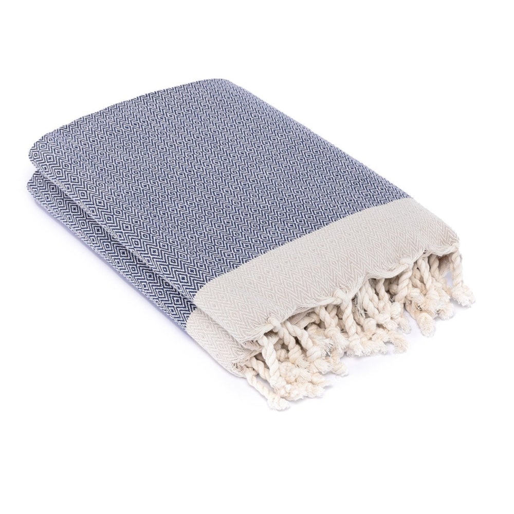 Plaid coton bleu marine 160x250