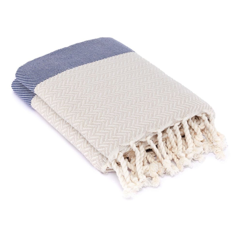 Plaid coton bleu marine 160x250