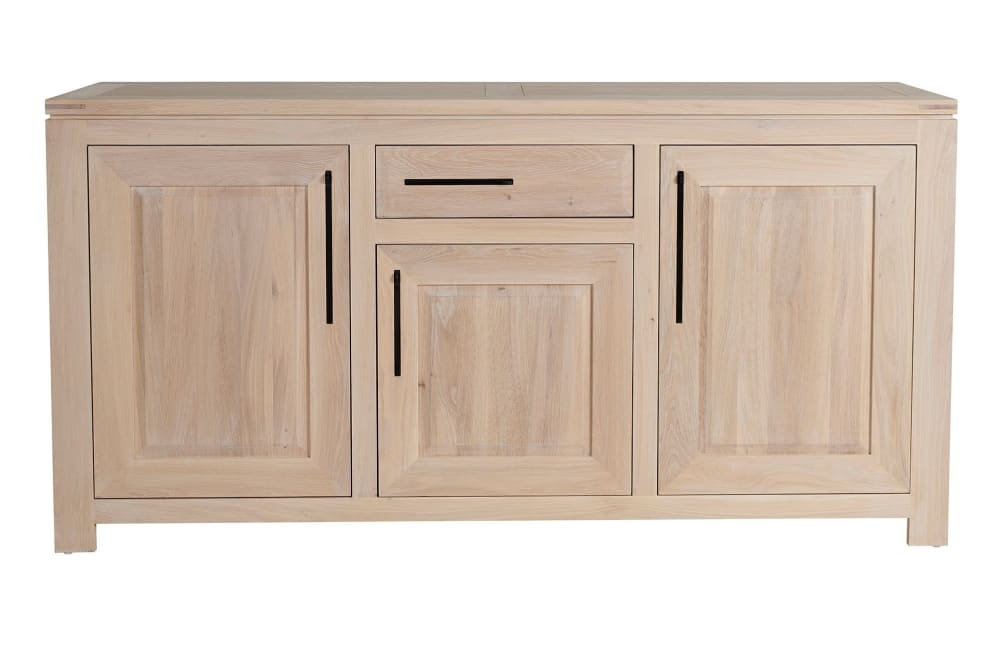 Buffet bas moderne en chêne blanchi 3 portes 1 tiroir