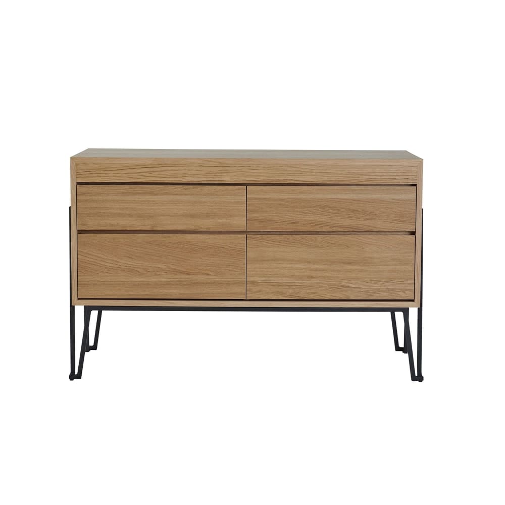 Meuble sous vasque en bois et métal 4 tiroirs L120