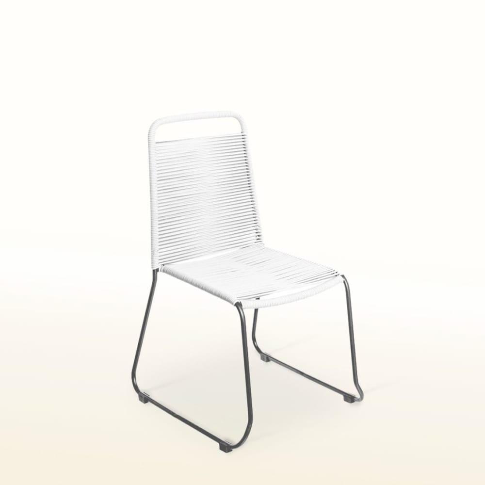 2 sillas de exterior de cuerda blanca acero negro