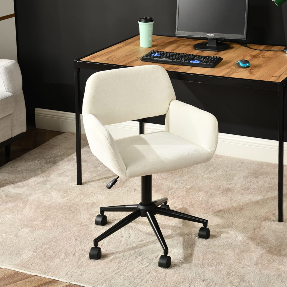 Bürostuhl mit Armlehnen, bequem und elegant, Beige - Maisons Du