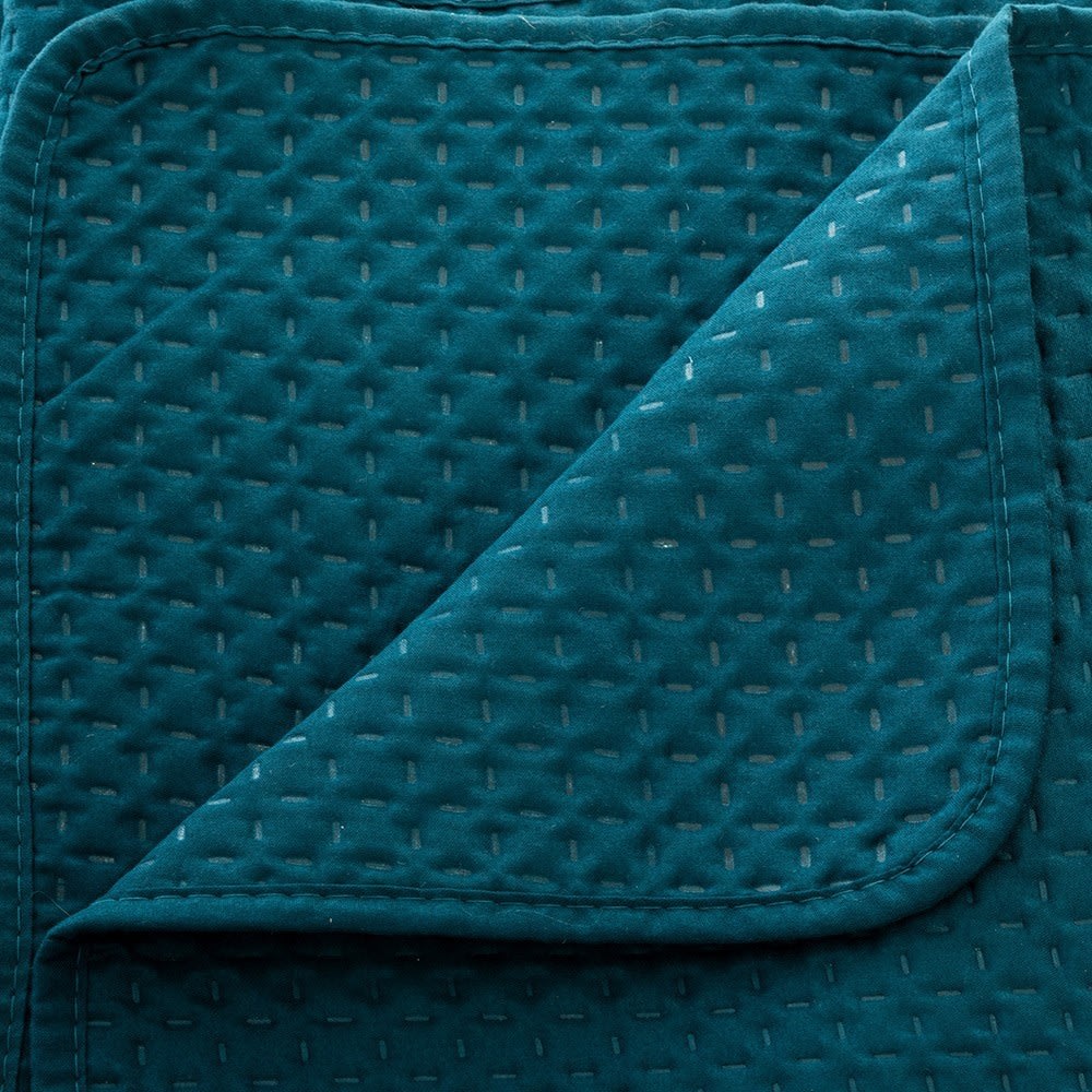 Dessus de lit 240x260 bleu canard + 2 taies - Maisons du Monde