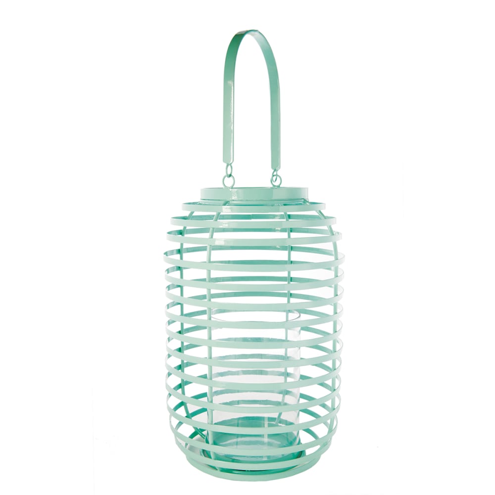 Sia Deco Dekorative Laterne aus Eisen H28, Blau style modern Blau Schmiedeeisen