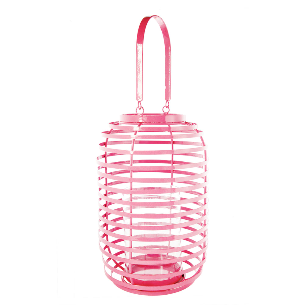 Sia Deco Dekorative Laterne aus Eisen H28, Rosa style modern Rosa Schmiedeeisen