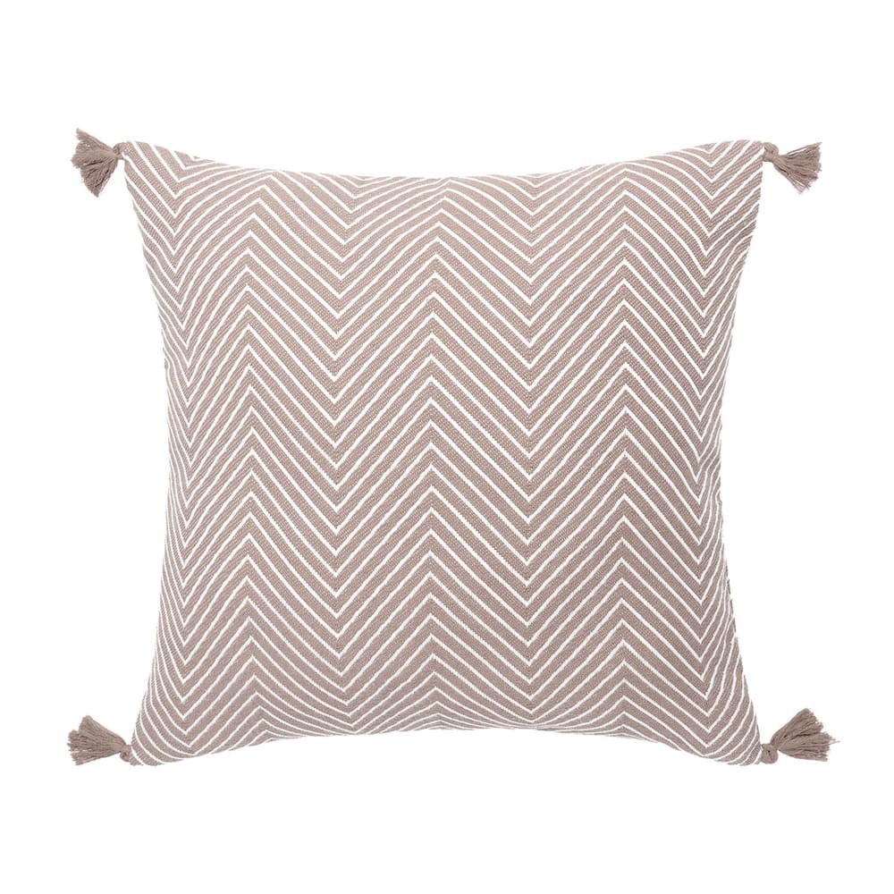 Housse de coussin coton taupe 50x50