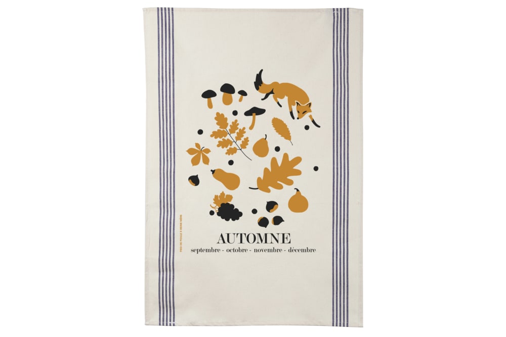 Torchon en coton naturel automne