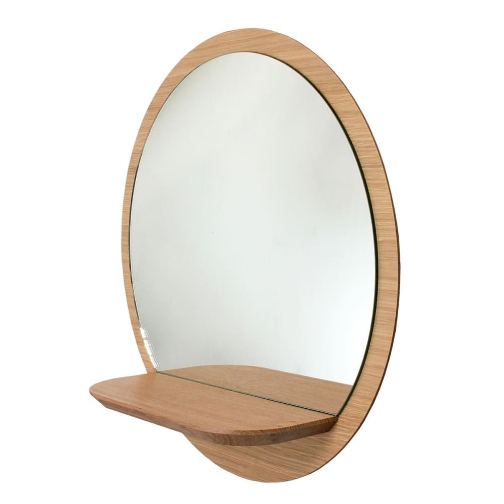 Reine Mère Wandspiegel rund mit Ablage Sunrise kleines Modell Ø30cm style modern Beige Holz