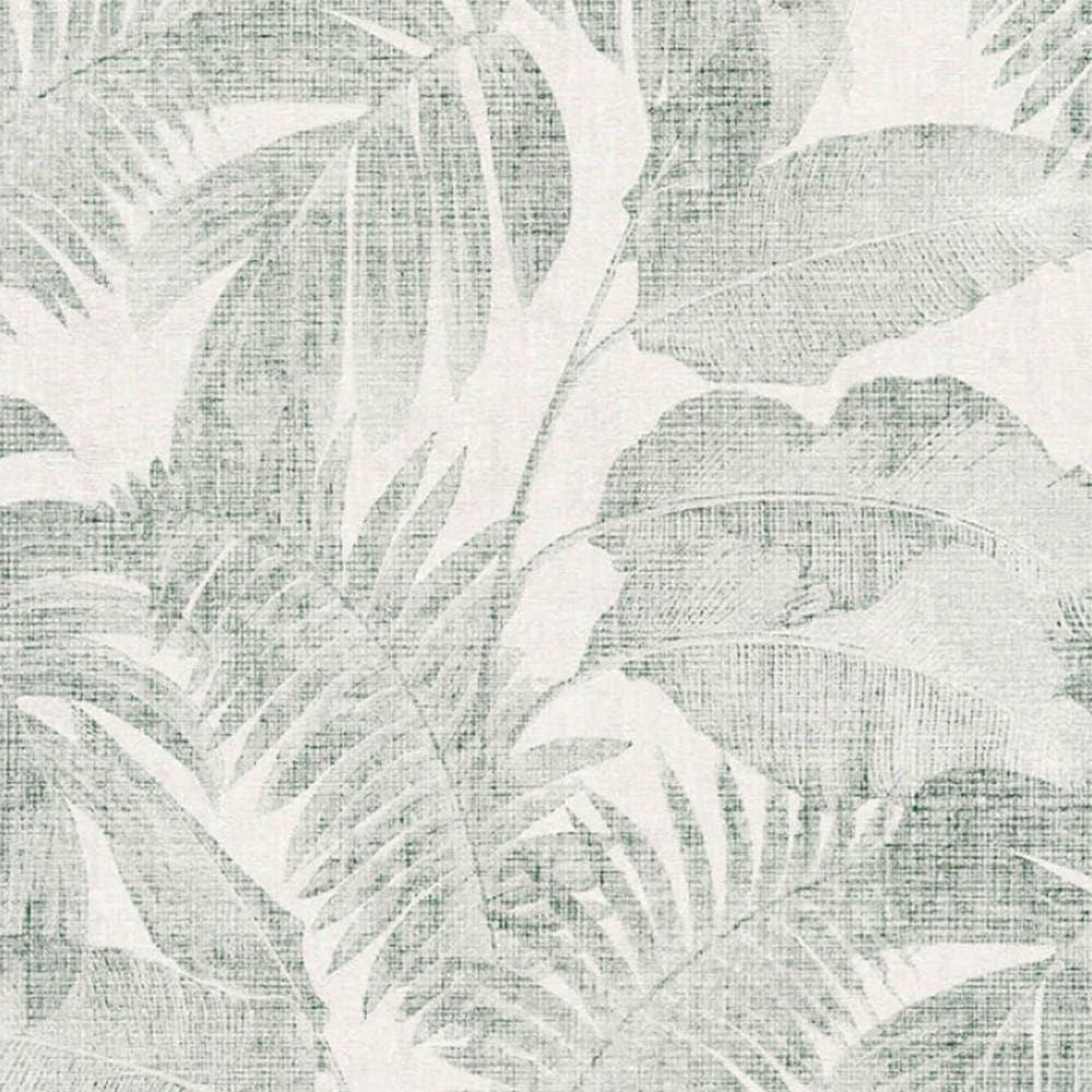 Papel pintado hojas verde, beige crema y beige 0,53cmx10m - Maisons du Monde