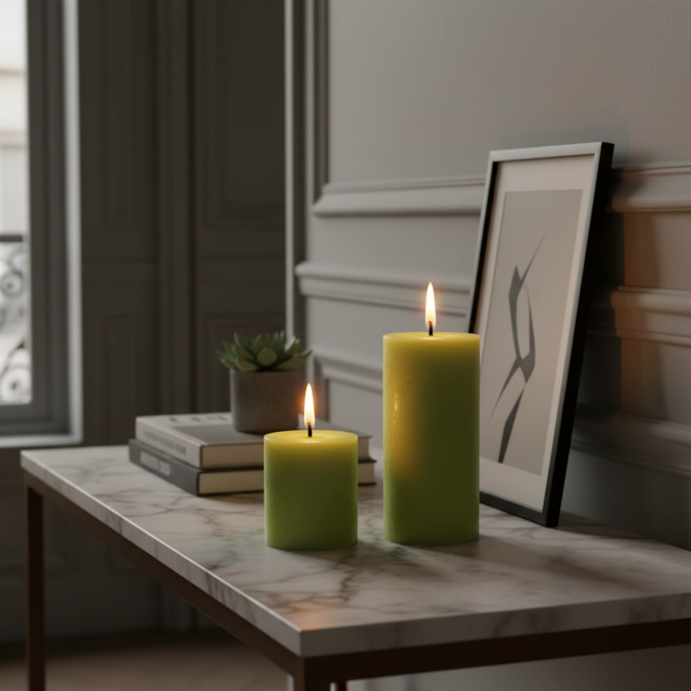 Zylindrische Kerze H10, Grüne - Maisons Du Monde