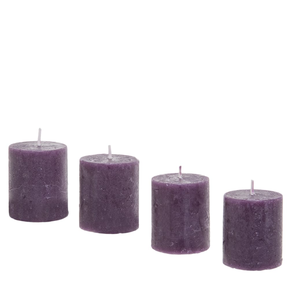 Sia Deco Set de 4 bougies cylindriques violette foncé h5 style contemporain - Cire