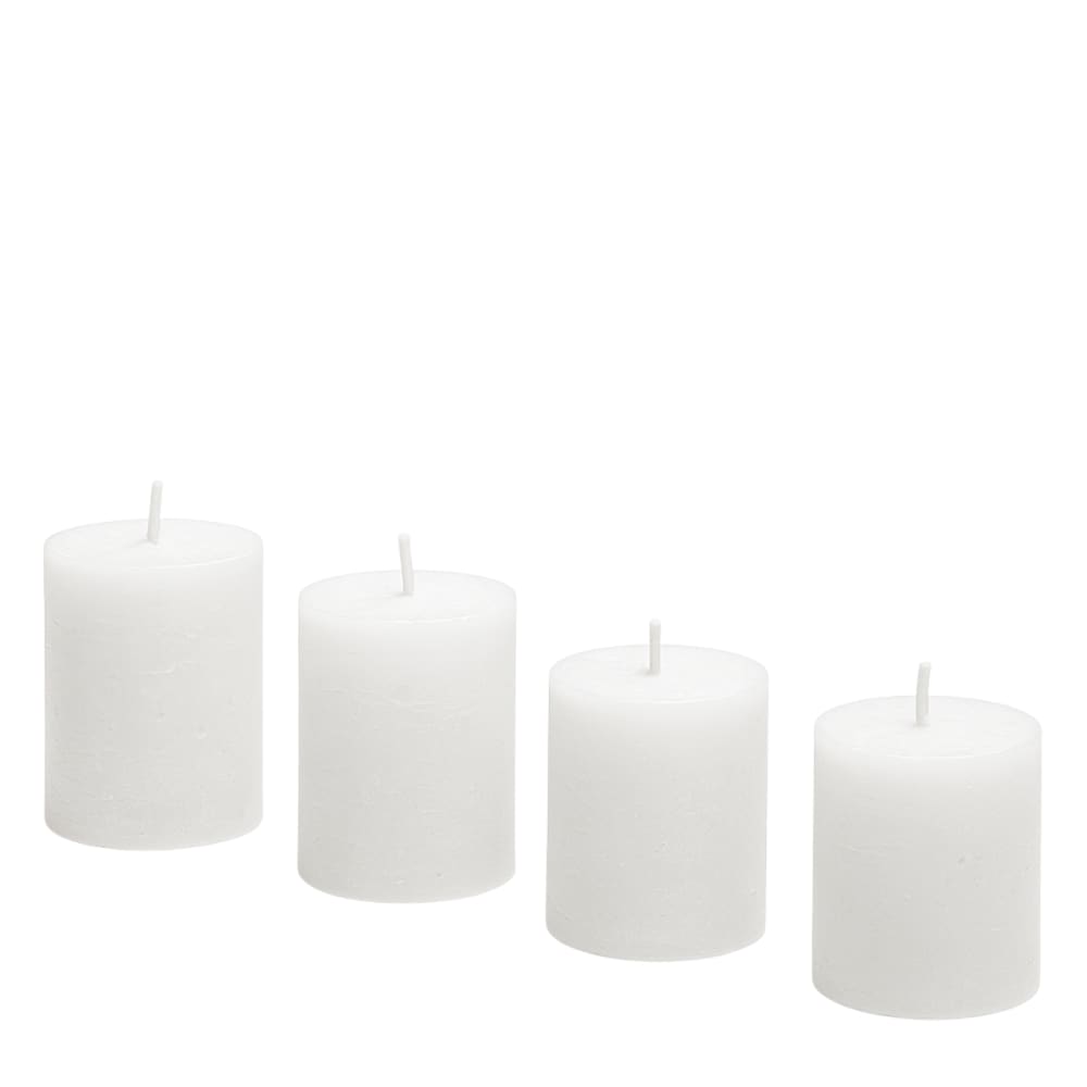 Sia Deco 4er set kerzen aus paraffin H5, Weiß style modern Weiß Wachs