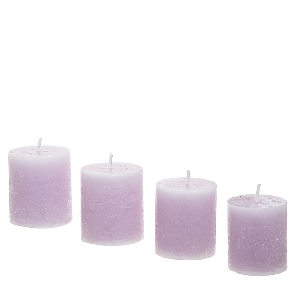 Sia Deco Set mit 4 zylindrischen Kerzen H5, Violetten style modern Violett Wachs