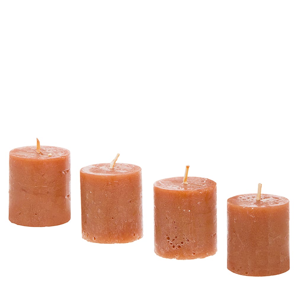 Sia Deco Set mit 4 zylindrischen Kerzen H5, Orangefarbenen style modern orange Wachs