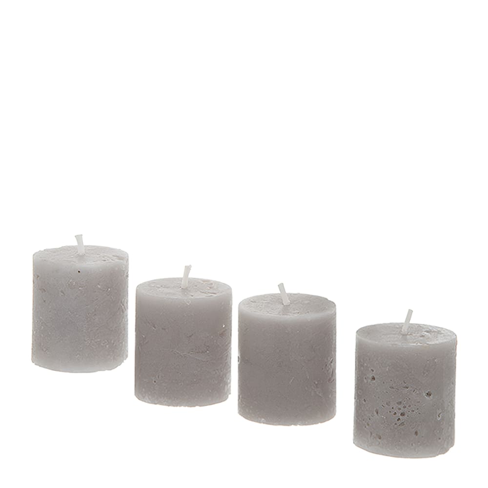 Sia Deco Set mit 4 zylindrischen Kerzen H5, Grauen style modern Grau Wachs