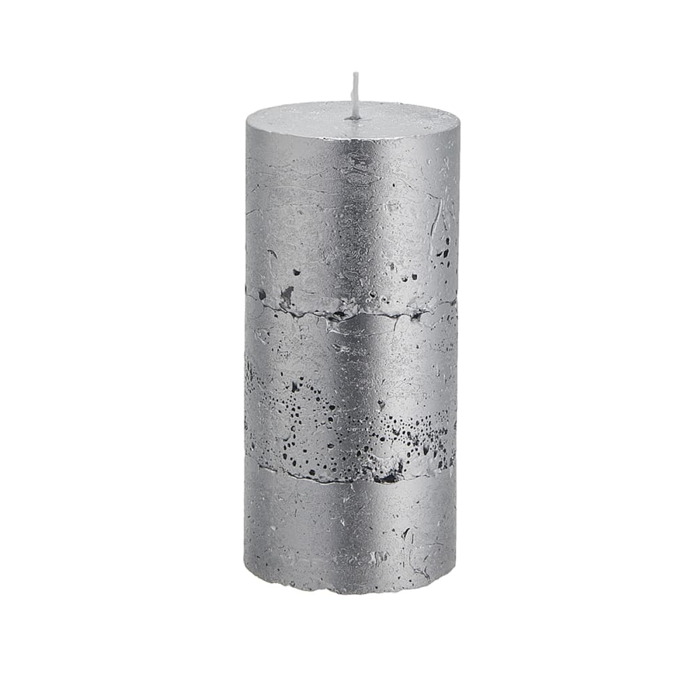Sia Deco Zylindrische Kerze H15, Silberne style modern Silber Wachs