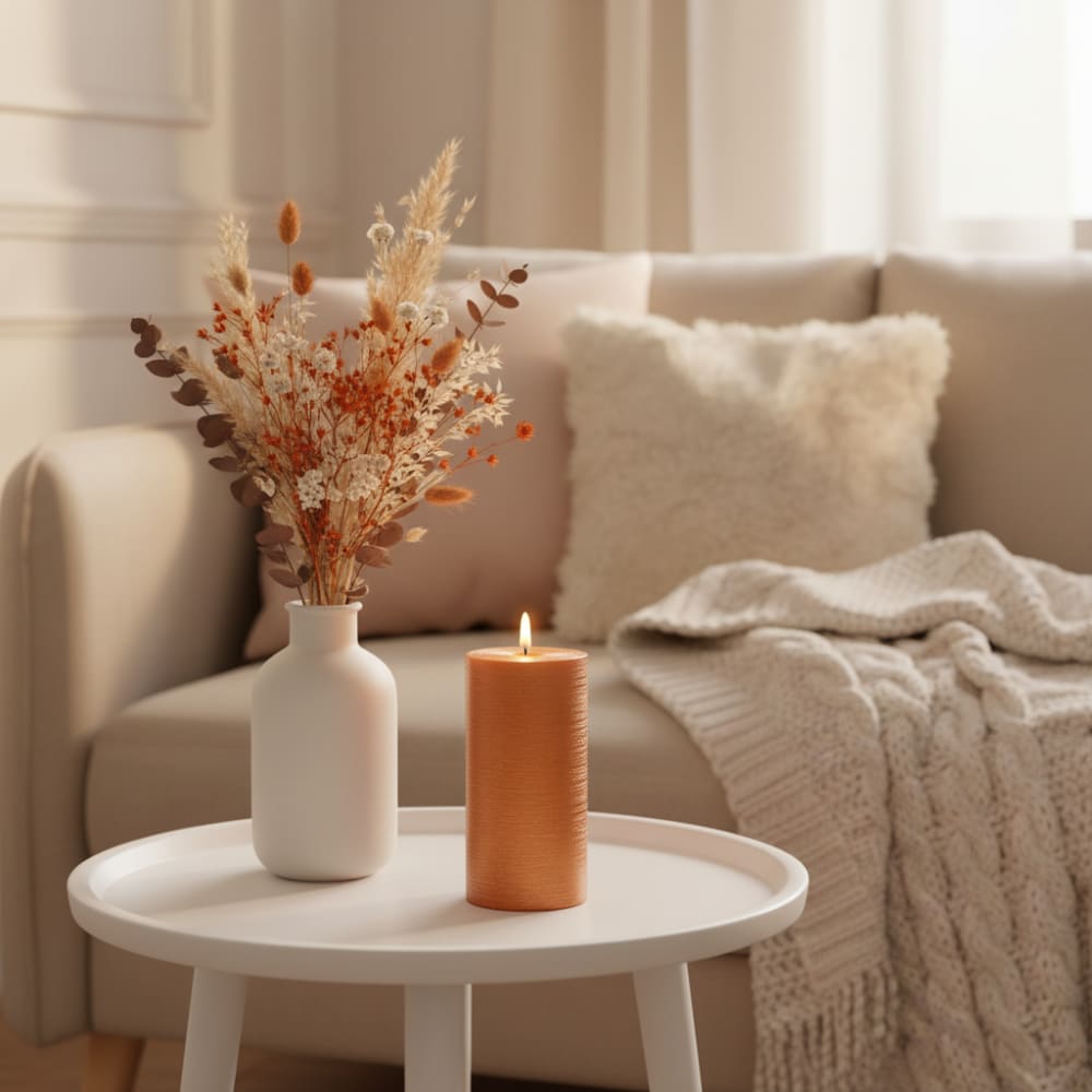 Bougie cylindrique orange h15 - Maisons du Monde