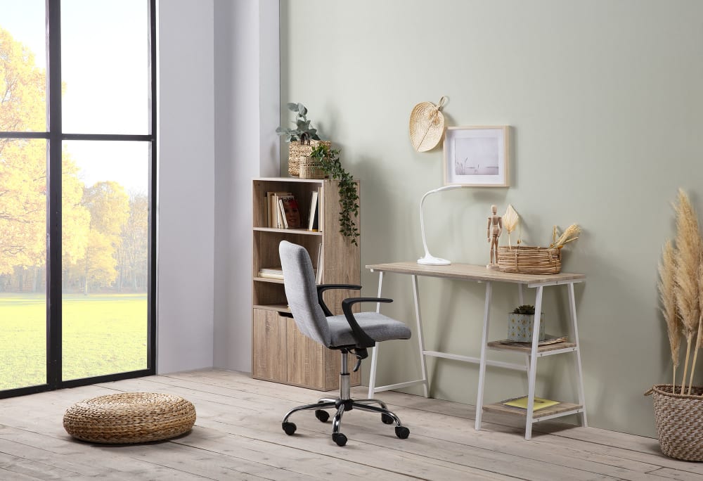 Bureau blanc, table pour pc, style industriel, 105 cm longueur