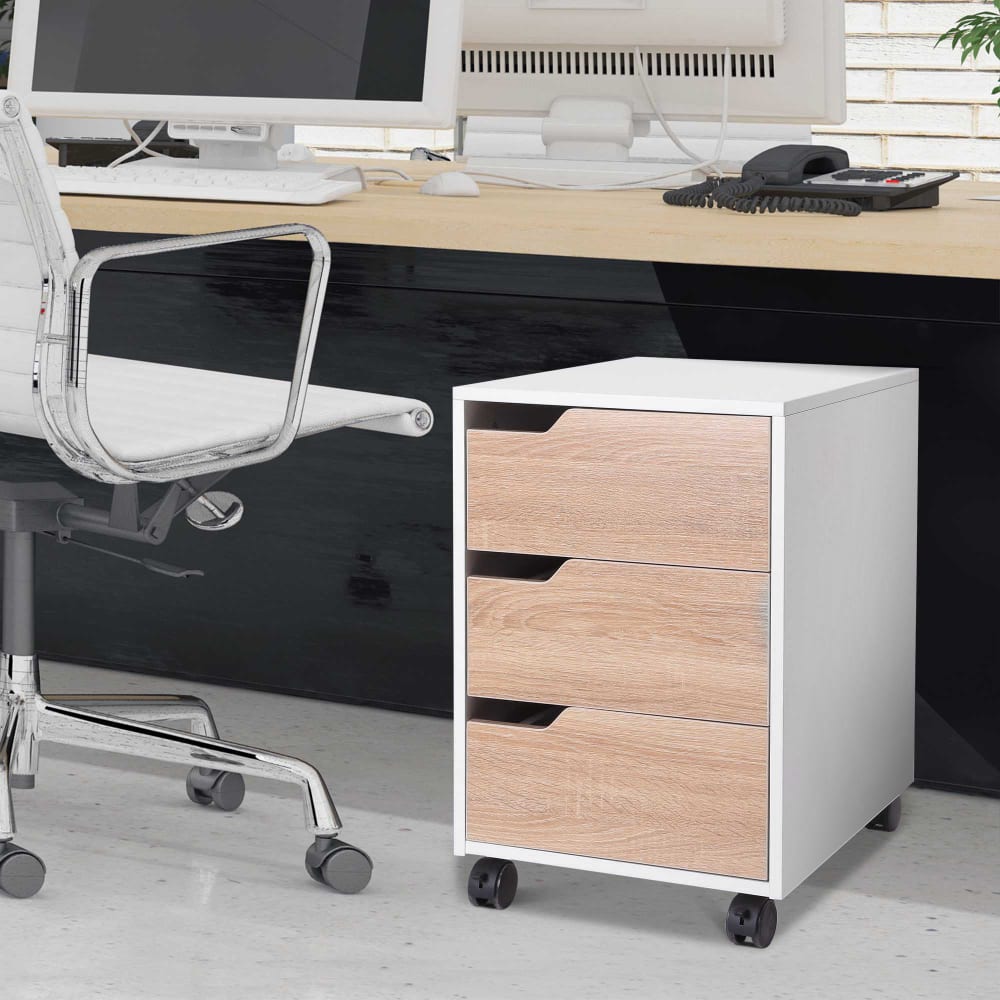 Armario archivador móvil 40x50x57,5 cm roble y blanco - Maisons du Monde
