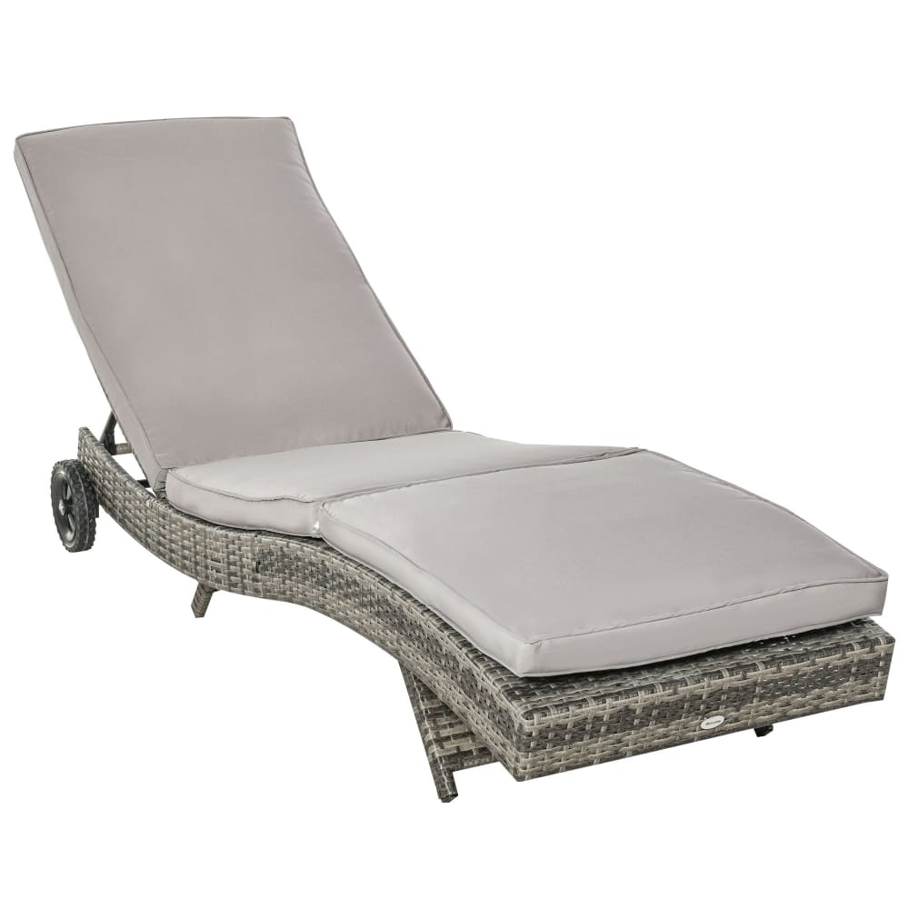 Bain de soleil inclinable 5 positions matelas résine tressée gris