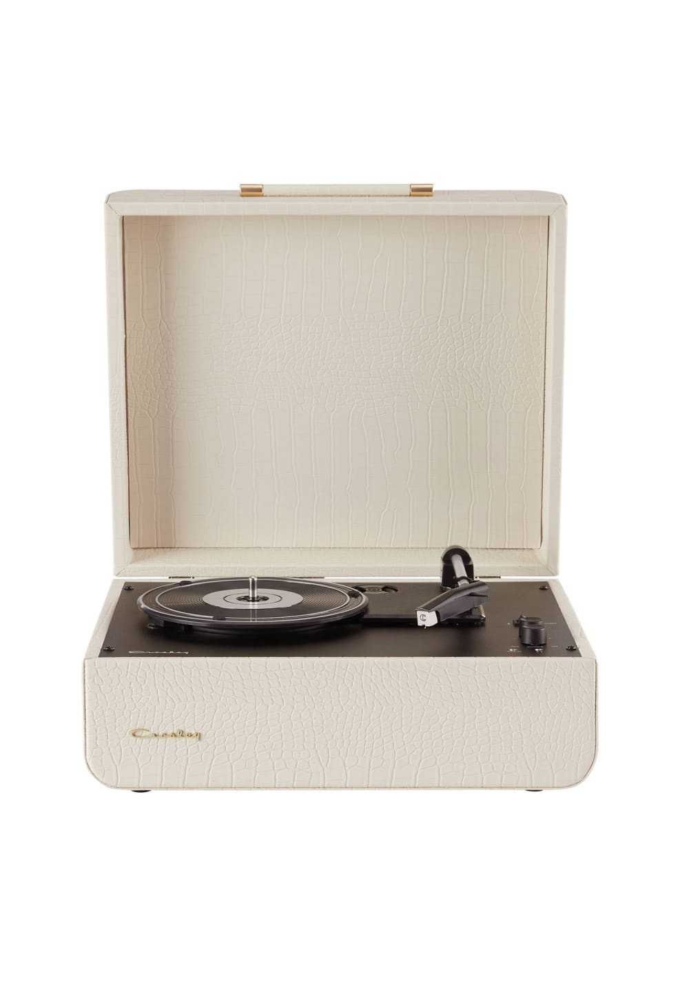 Platine vinyle portable avec Bluetooth croco creme