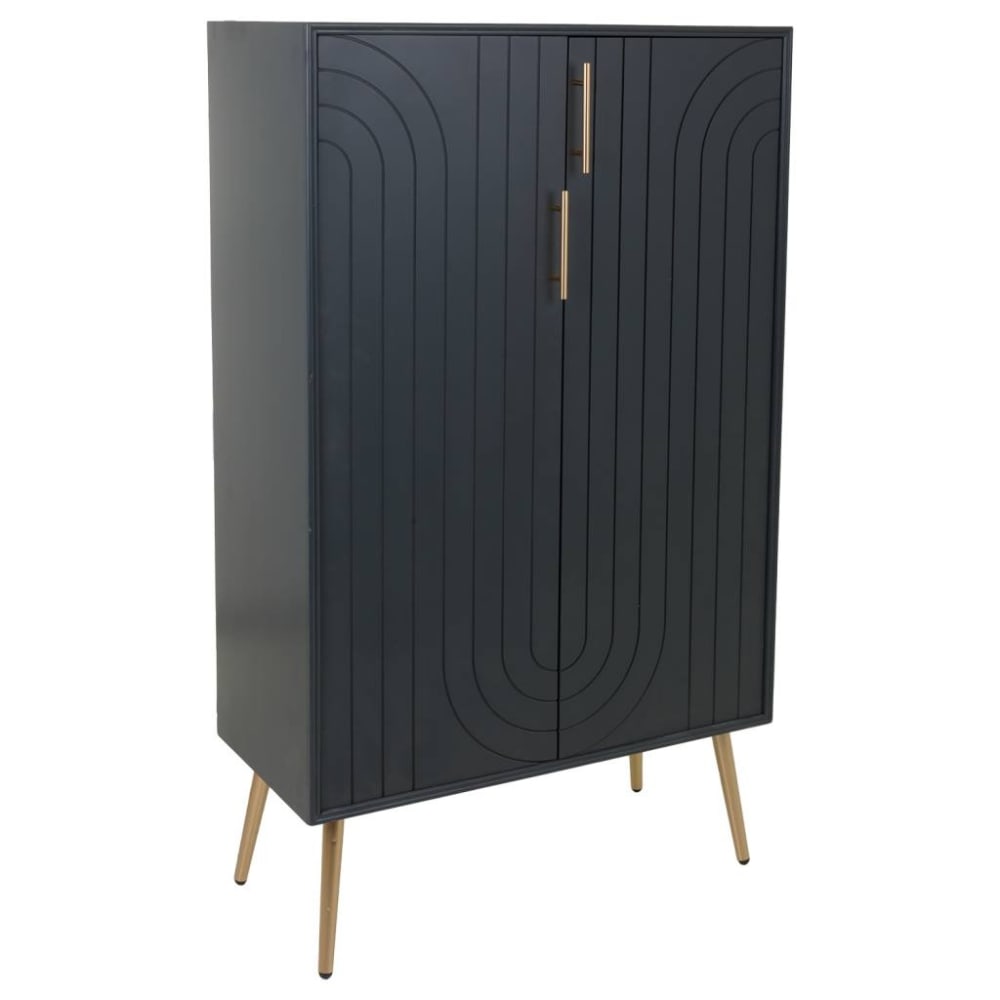 Armario de madera y metal negra 75x37x126.5