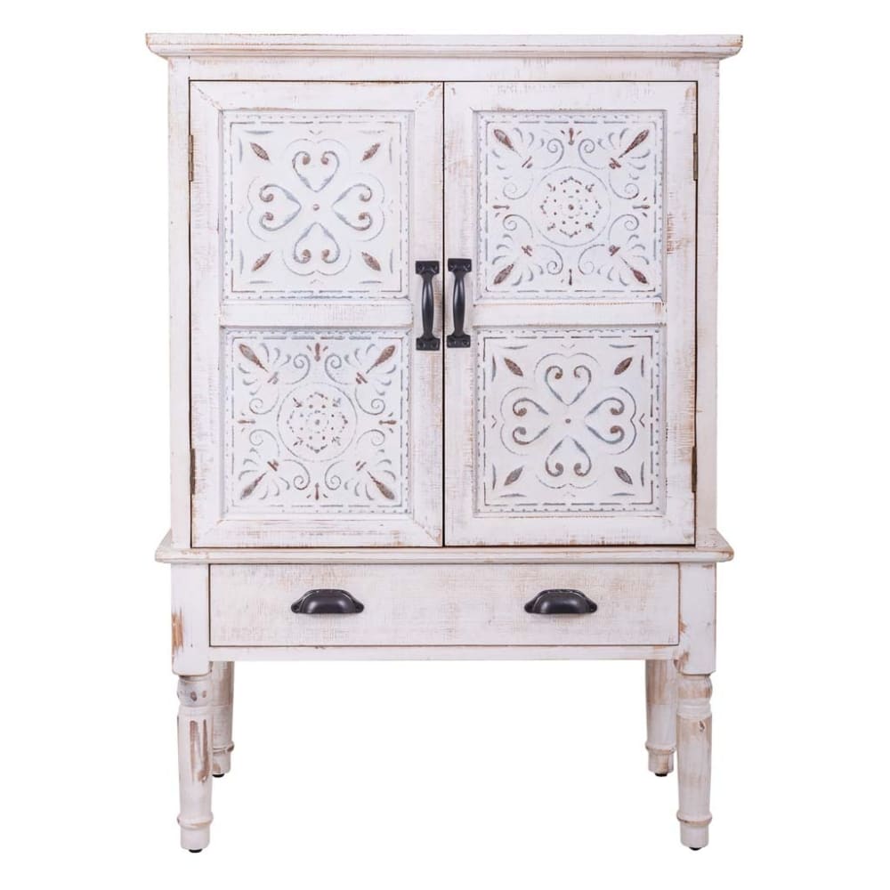 Armario de madera tallada blanco 80x36x110 - Maisons du Monde